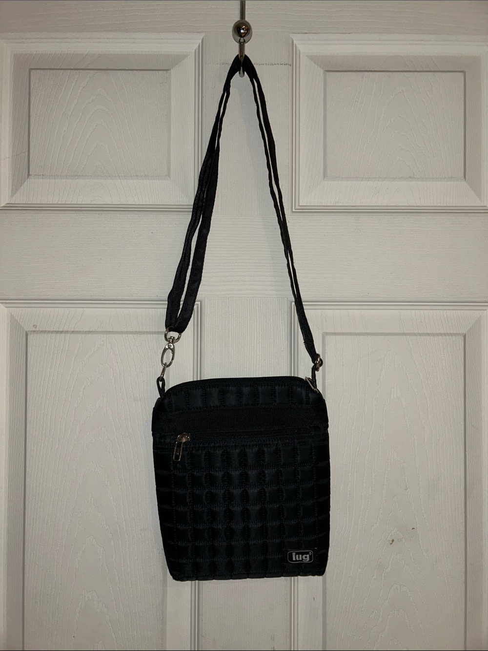 lug Black Quilted Compact Crossbody Bag